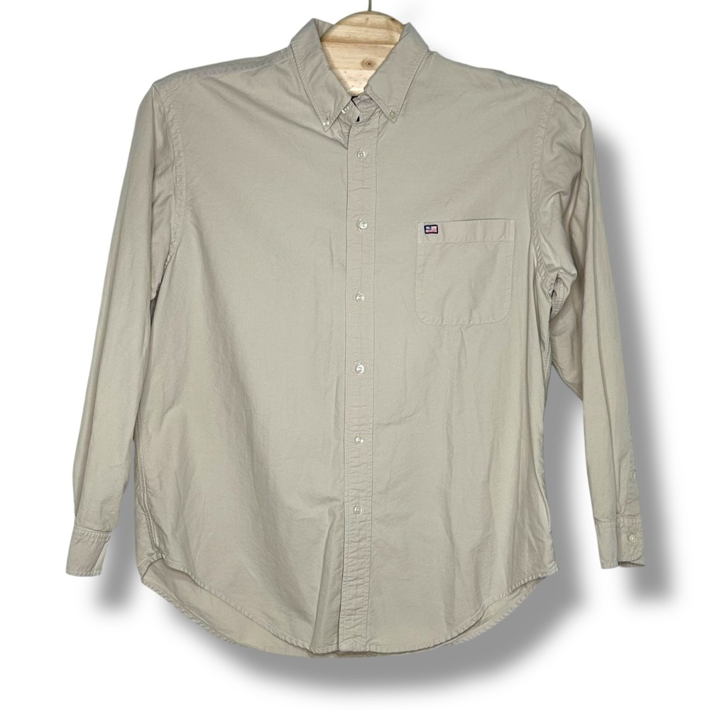 Ralph Lauren Jeans Co. Mens Long Sleeve Button Up Shirt‎ Beige Casual